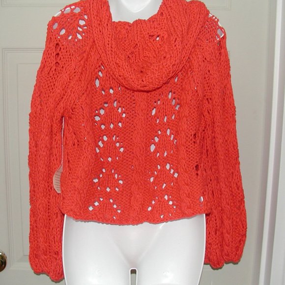 NEW Chunky Knit Moda International Big Knit Hooded Sweater, XL - Picture 2 of 3